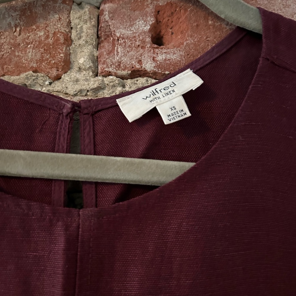 ❤️ Aritzia Wilfred linen burgundy dress size XS - Picture 2 of 3